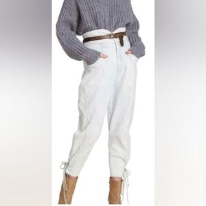 Isabel Marant Nubaia Cuff Tapered Light Wash Denim Joggers Jeans Sz, 40.